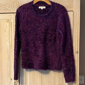 Lou & Grey Textured Deep Purple Crew Neck Sweater